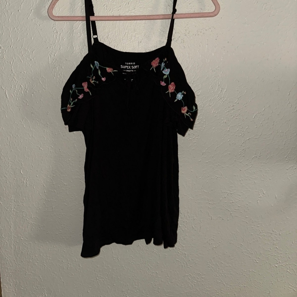Torrid black floral off shoulder top